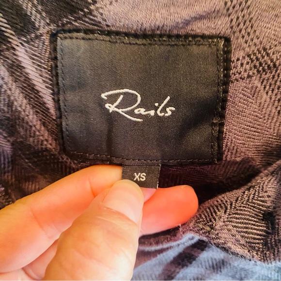 Rails Hunter Charcoal Jet Dip Dye Plaid Button Down Shirt - Picture 7 of 9